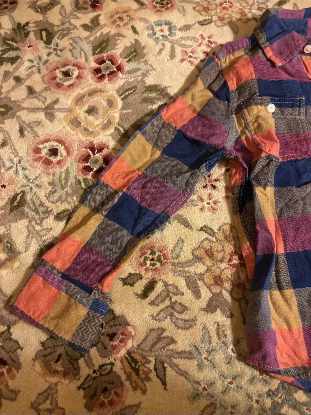 Oshkosh Multicolor Plaid Button-Up Shirt — Blue, Yellow & Pink